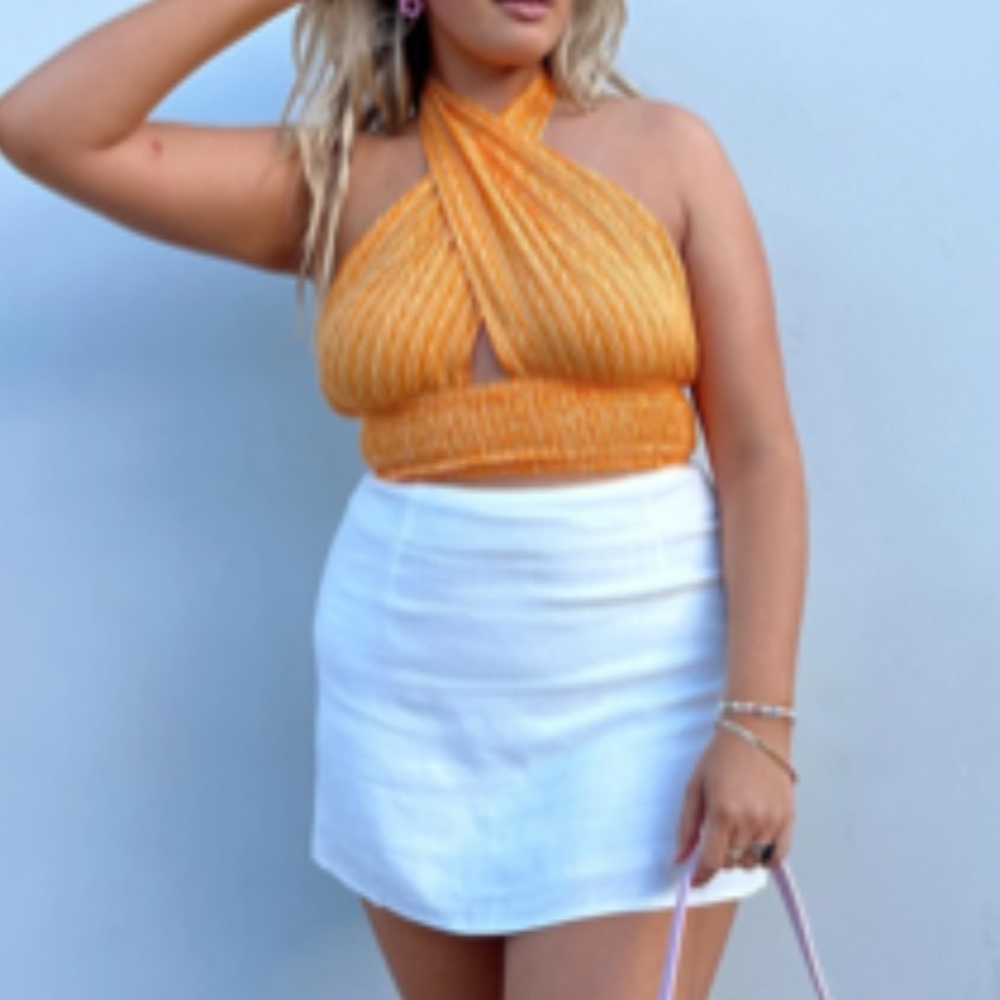 NWOT Princess Polly Orange Halter Top
